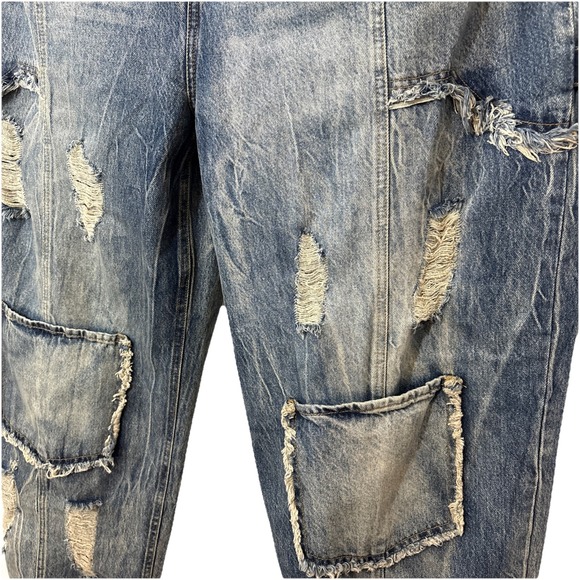 NWT boohooMAN Jeans Sz 46 Button Fly Plus Relaxed Rigid Ripped Carpenter Cargo - Picture 2 of 15